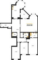 Планировка 4+ комнатной(квартира) площадью 210.5 квадратных метров в “ЖК Вавилово”