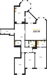 Планировка 4+ комнатной(квартира) площадью 210.5 квадратных метров в ЖК “ЖК Вавилово”