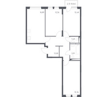Планировка трехкомнатной(квартира) площадью 75.8 квадратных метров в “ЖК Остафьево”