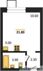 Планировка студии(квартира) площадью 21.8 квадратных метров в ЖК “ЖК Никольский квартал Отрада”