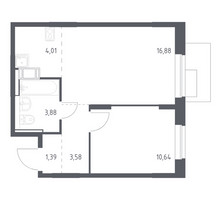 Планировка однокомнатной(квартира) площадью 40.38 квадратных метров в “ЖК Пятницкие луга”