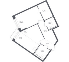 Планировка однокомнатной(квартира) площадью 47.3 квадратных метров в “ЖК Рублевский Квартал”