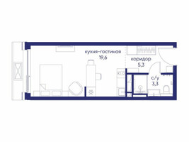 Планировка студии(квартира) площадью 28.22 квадратных метров в “ЖК Остров”