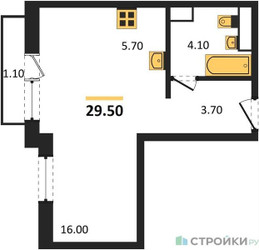 Планировка студии(квартира) площадью 29.8 квадратных метров в “ЖК Новая Щербинка”