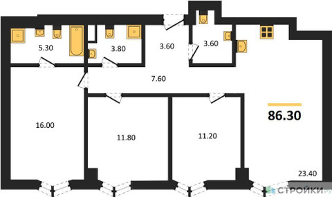 Планировка квартиры, ID 539109