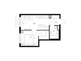 Планировка однокомнатной(квартира) площадью 32.9 квадратных метров в “ЖК Кавказский бульвар 51”