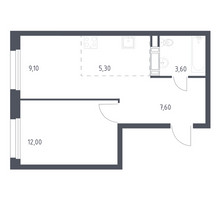 Планировка однокомнатной(квартира) площадью 37.6 квадратных метров в “ЖК ЭкоБунино (Южное Бунино)”