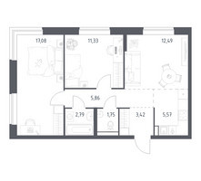 Планировка двухкомнатной(квартира) площадью 60.29 квадратных метров в “ЖК Новое Видное”