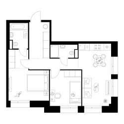 Планировка двухкомнатной(квартира) площадью 58.3 квадратных метров в ЖК “ЖК Онежский вал”