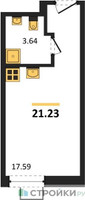 Планировка студии(квартира) площадью 21.23 квадратных метров в “ЖК Citimix (СитиМикс)”