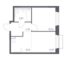 Планировка однокомнатной(квартира) площадью 34.63 квадратных метров в “ЖК Новое Внуково”