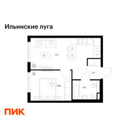 Планировка однокомнатной(квартира) площадью 33.14 квадратных метров в “ЖК Ильинские луга”
