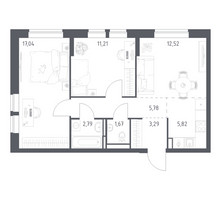 Планировка двухкомнатной(квартира) площадью 60.12 квадратных метров в “ЖК Богдановский Лес”