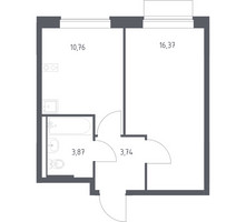 Планировка однокомнатной(квартира) площадью 33.9 квадратных метров в “ЖК Новое Внуково”