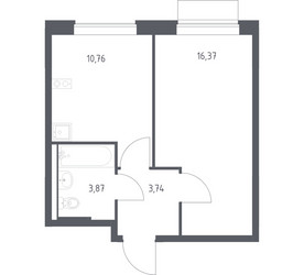 Планировка однокомнатной(квартира) площадью 33.9 квадратных метров в ЖК “ЖК Новое Внуково”