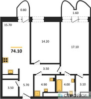 Планировка двухкомнатной(квартира) площадью 73.8 квадратных метров в “ЖК Союз (СВАО)”