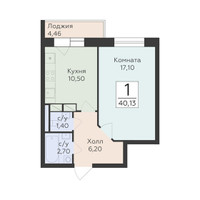Планировка однокомнатной(квартира) площадью 40.13 квадратных метров в “ЖК Малаховский”