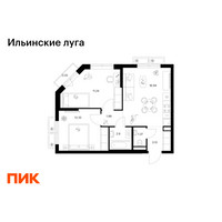 Планировка двухкомнатной(квартира) площадью 49.87 квадратных метров в “ЖК Ильинские луга”