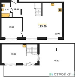 Планировка однокомнатной(квартира) площадью 113.6 квадратных метров в ЖК “ЖК Квартал Метроном”