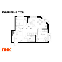 Планировка двухкомнатной(квартира) площадью 54.16 квадратных метров в “ЖК Ильинские луга”