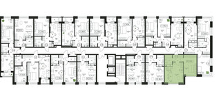 Планировка однокомнатной(квартира) площадью 43.6 квадратных метров в “ЖК Пушкино Град”