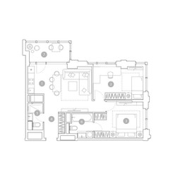 Планировка трехкомнатной(квартира) площадью 65.2 квадратных метров в ЖК “ЖК ВЭРИ на Миклухо-Маклая”