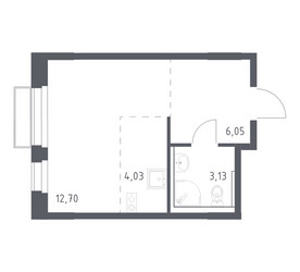 Планировка студии(квартира) площадью 25.91 квадратных метров в ЖК “ЖК Новое Внуково”
