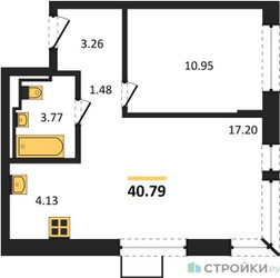 Планировка однокомнатной(квартира) площадью 40.79 квадратных метров в ЖК “ЖК Егорово Парк”