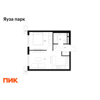 Планировка однокомнатной(квартира) площадью 34.2 квадратных метров в “ЖК Яуза Парк (Мытищи)”