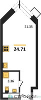 Планировка студии(квартира) площадью 24.71 квадратных метров в “ЖК CitiMix Новокосино (Ситимикс Новокосино)”