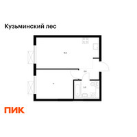 Планировка однокомнатной(квартира) площадью 35.7 квадратных метров в “ЖК Кузьминский лес”