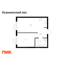 Планировка однокомнатной(квартира) площадью 35.7 квадратных метров в ЖК “ЖК Кузьминский лес”
