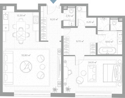 Планировка однокомнатной(квартира) площадью 102.2 квадратных метров в “ЖК Николь”