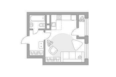 Планировка студии(квартира) площадью 31.99 квадратных метров в ЖК “ЖК Пехра”