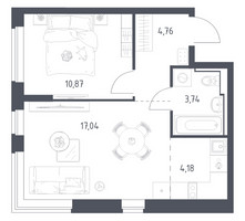 Планировка однокомнатной(квартира) площадью 40.59 квадратных метров в “ЖК Новое Видное”
