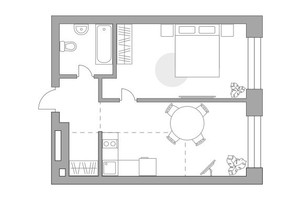 Планировка однокомнатной(квартира) площадью 46.35 квадратных метров в “ЖК Павелецкая от Гранель”