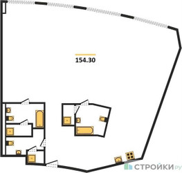 Планировка трехкомнатной(квартира) площадью 154.3 квадратных метров в ЖК “ЖК Звезды Арбата”