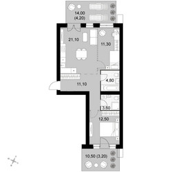 Планировка трехкомнатной(квартира) площадью 71.8 квадратных метров в ЖК “Апрелевка Клаб”