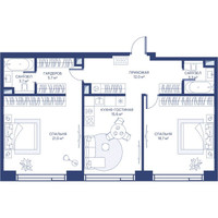 Планировка двухкомнатной(квартира) площадью 80 квадратных метров в “ЖК Свет”