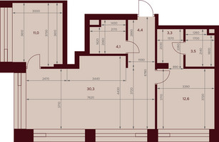 Планировка двухкомнатной(квартира) площадью 69.2 квадратных метров в “ЖК Дом 7 Даниловский”