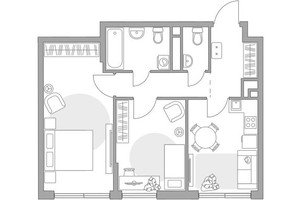 Планировка двухкомнатной(квартира) площадью 51.67 квадратных метров в “ЖК Нижегородская от Гранель”