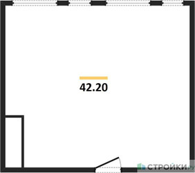 Планировка однокомнатной(квартира) площадью 42.2 квадратных метров в ЖК “ЖК Headliner (Хедлайнер)”