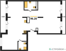 Планировка трехкомнатной(квартира) площадью 96.2 квадратных метров в “ЖК Первый квартал”
