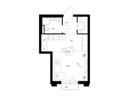 Планировка студии(квартира) площадью 29.4 квадратных метров в “ЖК Середневский лес”
