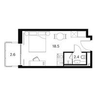 Планировка студии(апартаменты) площадью 23.5 квадратных метров в “Апарт-комплекс Аквилон Сигнал”