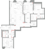 Планировка двухкомнатной(квартира) площадью 128.7 квадратных метров в “ЖК Николь”