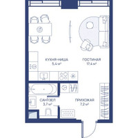 Планировка студии(квартира) площадью 33.7 квадратных метров в “ЖК Свет”