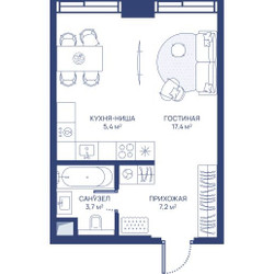 Планировка студии(квартира) площадью 33.7 квадратных метров в ЖК “ЖК Свет”