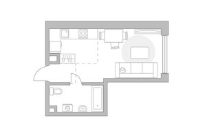 Планировка студии(квартира) площадью 28.05 квадратных метров в “ЖК Мневники от Гранель”