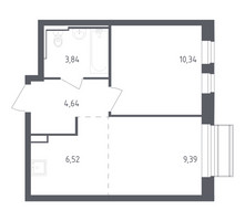 Планировка однокомнатной(квартира) площадью 34.73 квадратных метров в “ЖК Рублевский Квартал”